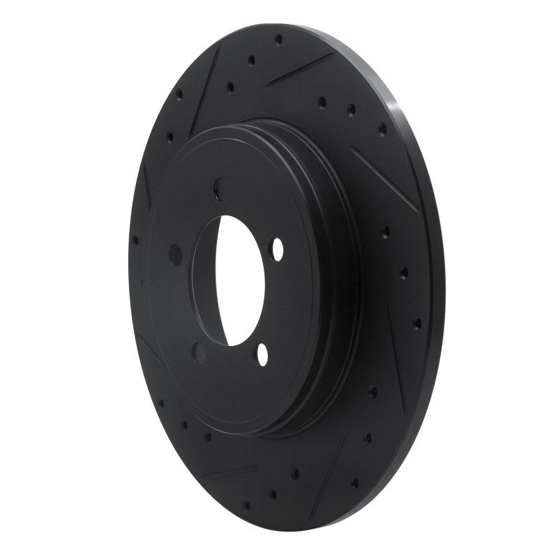 Lincoln Aviator Brake Rotor (1) - Rear Left - R1 Concepts - Drilled & Slotted - Black - `03-`05